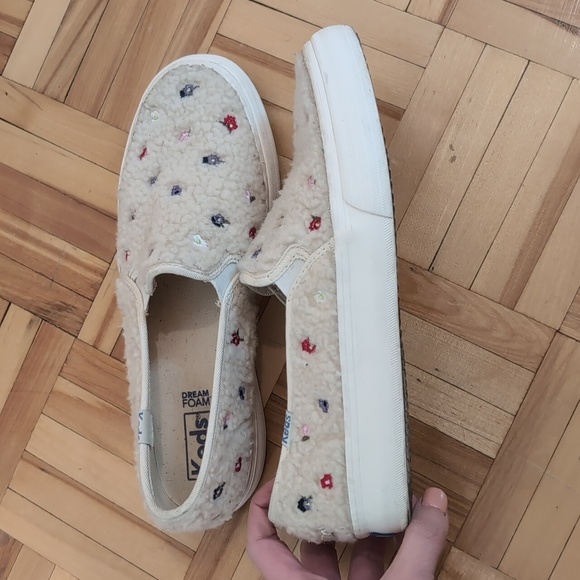 Keds Double Decker Embroidered faux sterling slip-on sneakers size 6 - Picture 8 of 8